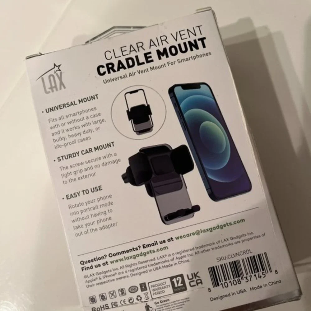 Cradle Phone Mount for Car Universal‎ Air Vent Holder - Clear (NEW/e/x)